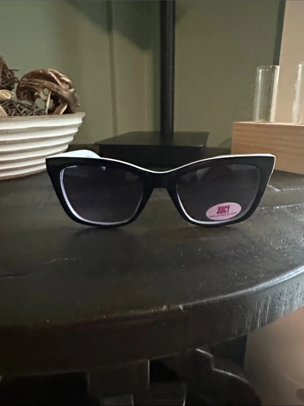 Juicy Couture Black and White Isaac Wayfarer Sunglasses